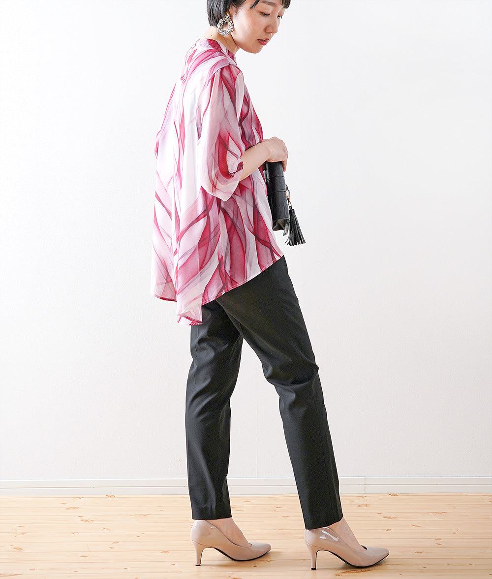 Pink gradation chiffon blouse