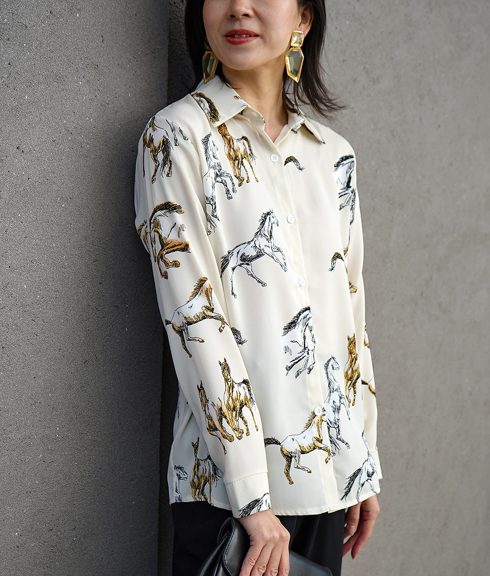 Blouse with horse print