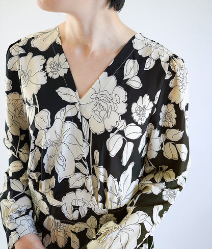 【SALE】Line drawing flower dress