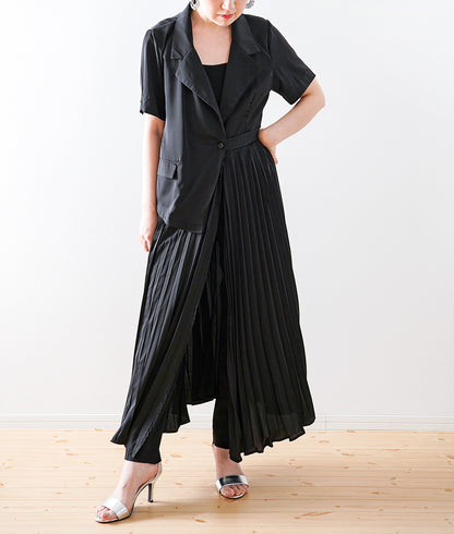 【SALE】Asymmetric design pleated long dress
