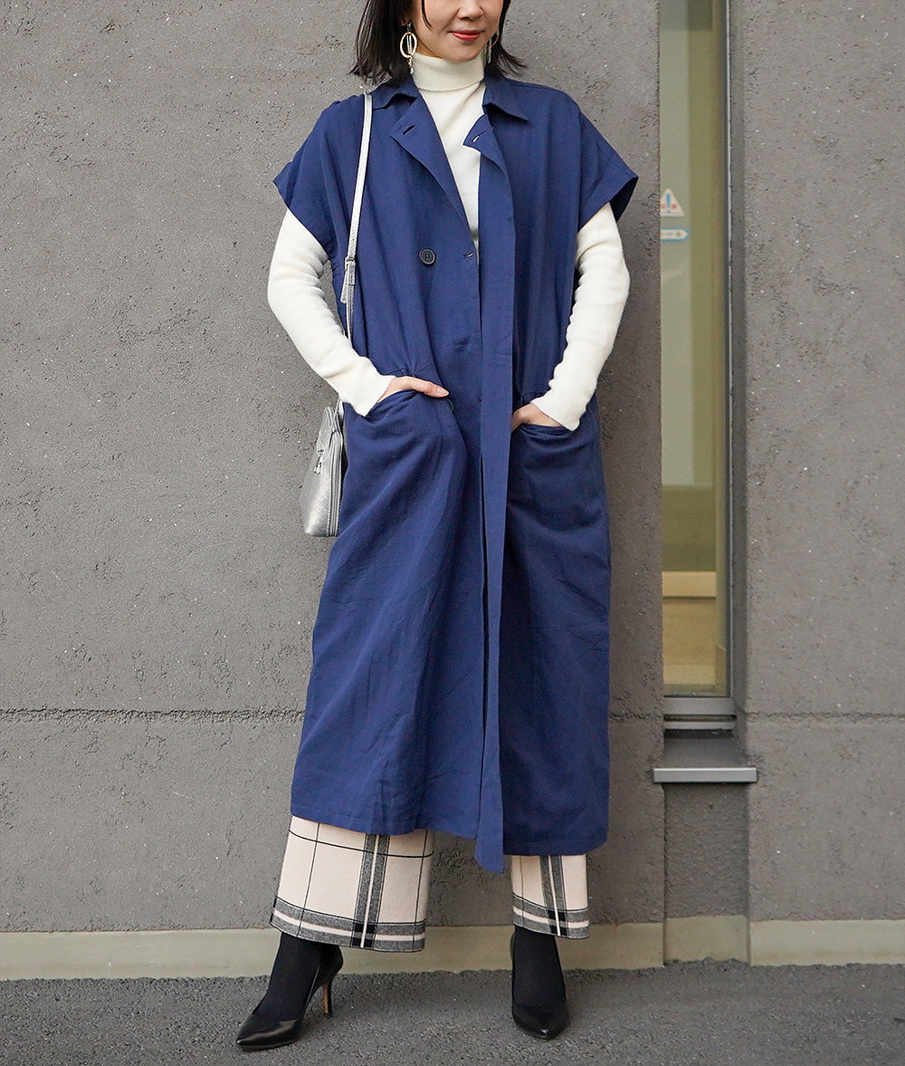 【SALE】Cotton linen long shirt dress