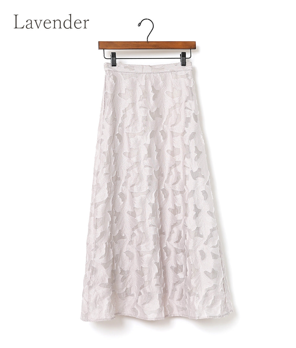 【SALE】Floral jacquard skirt elegantly like a feather