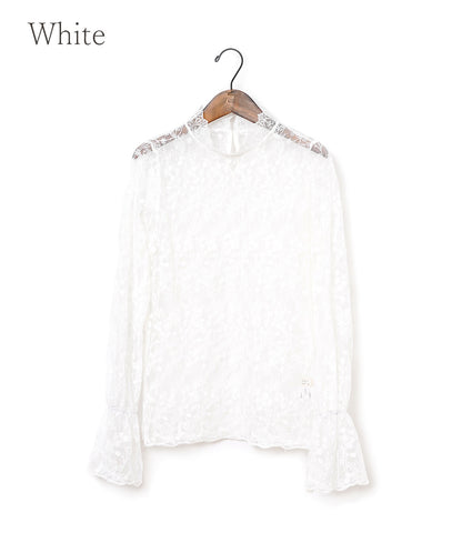 Delicate floral tulle lace blouse