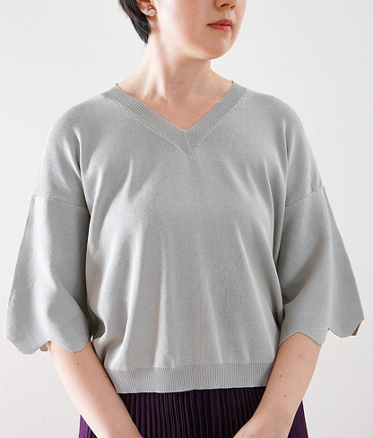 Knit with scalloped bell sleeves