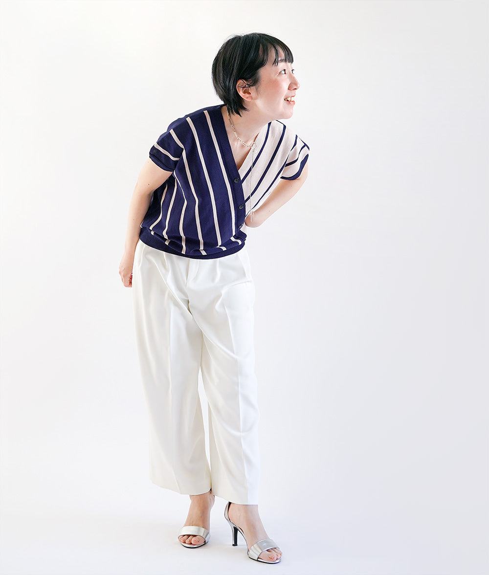 Bicolor striped cache-coeur summer knit