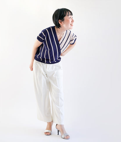 Bicolor striped cache-coeur summer knit
